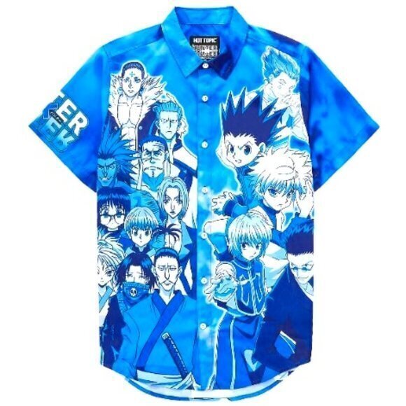 Hunter X Hunter‎ Group Woven Button-Up Men's Large - Picture 1 of 5